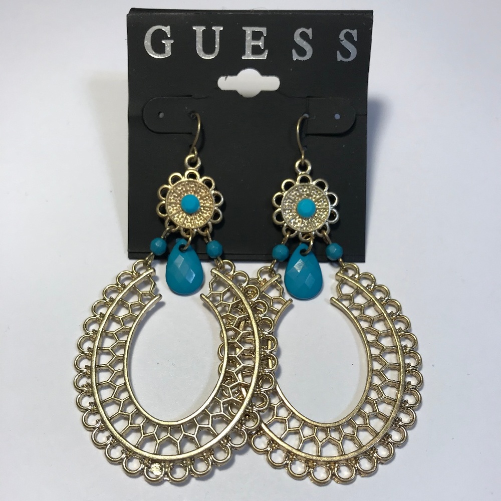 Guess Gold Hoop Earrings Brand New